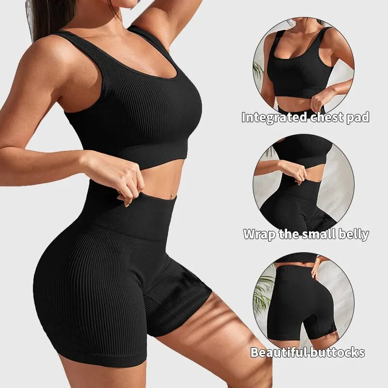 High Waisted Ribbed Workout Sets