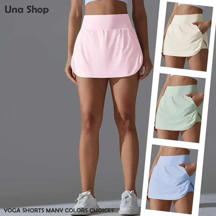 Una-Shop High Waist Pockets Yoga Shorts for Women Sports Push Up Workout Clothes Leggings for Fitness Sportswear for Gym Pants