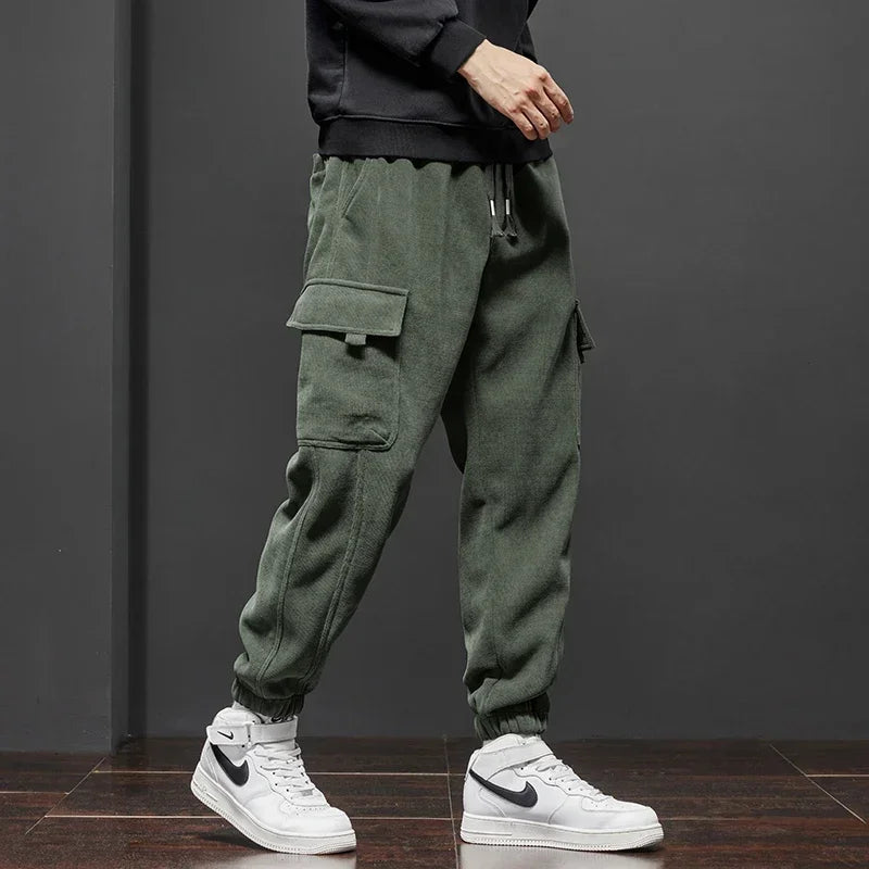 Men's Armygreen  Gray  and Black Cargo Joggers