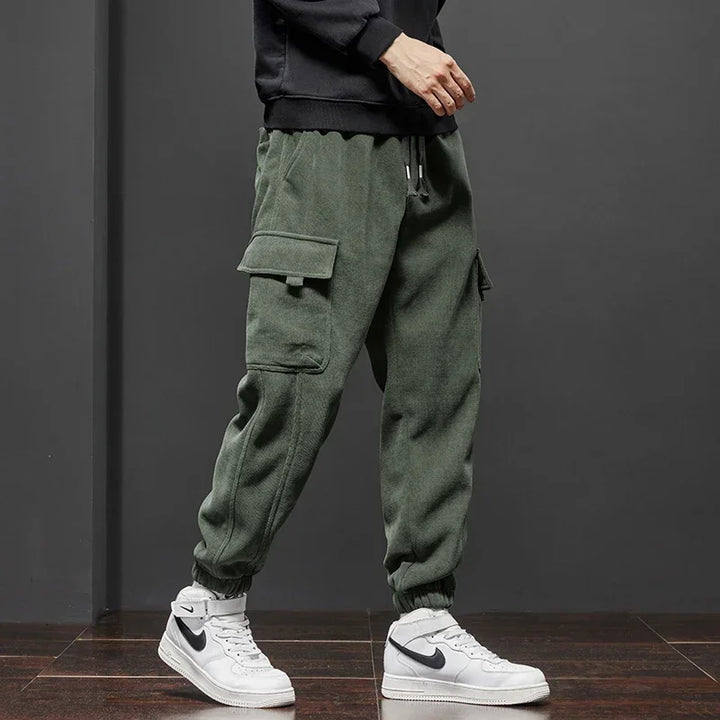 Men's Armygreen  Gray  and Black Cargo Joggers