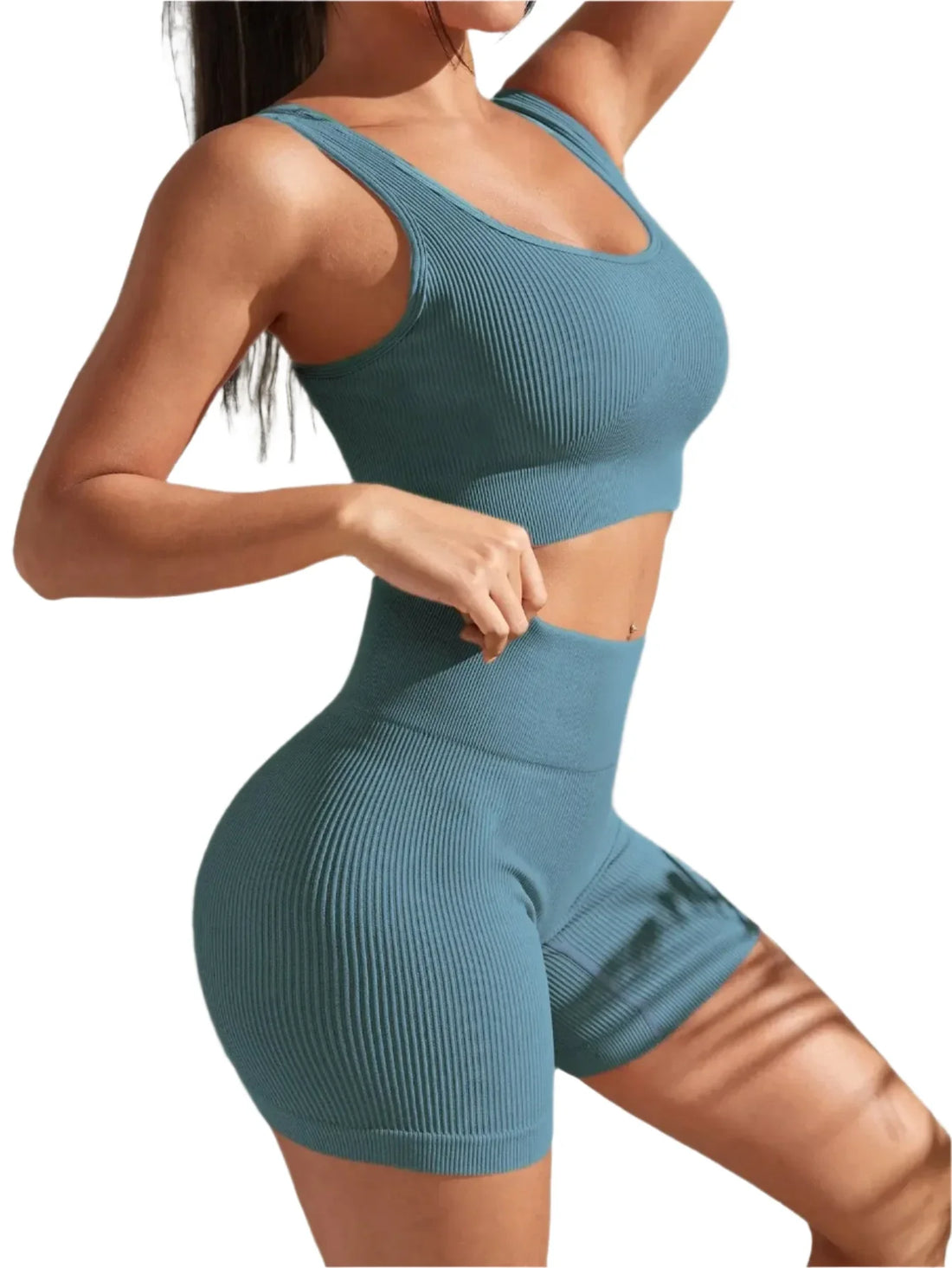 High Waisted Ribbed Workout Sets