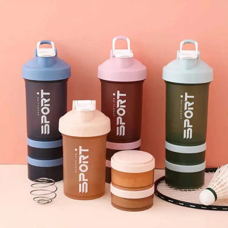 450ml Plastic Water Bottle Three Layer Protein Shaker