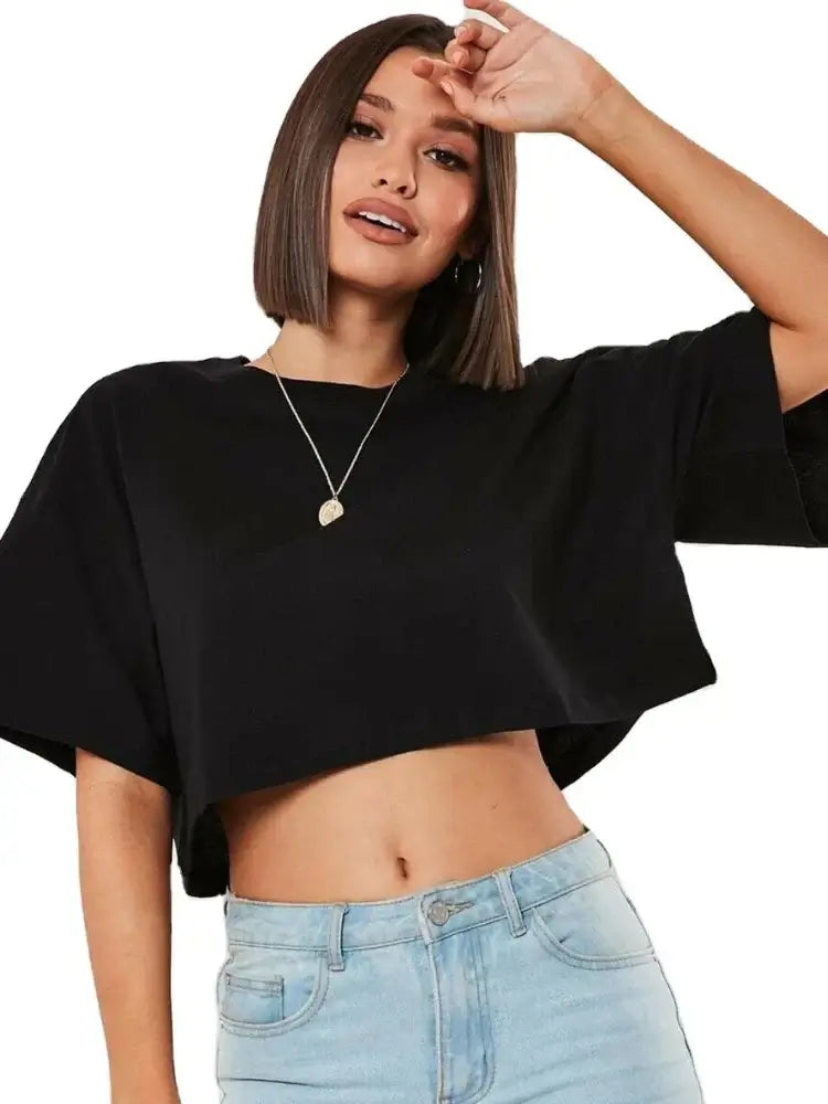 New Sport T-Shirt: Loose Cotton Crop Top for Dance & Gym