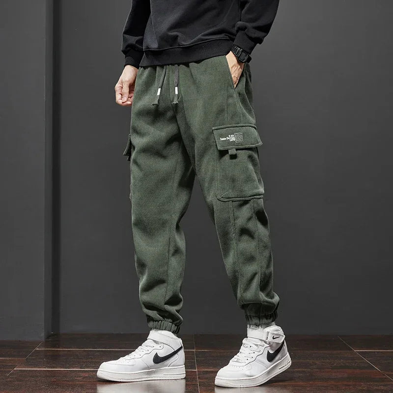 Men's Armygreen  Gray  and Black Cargo Joggers