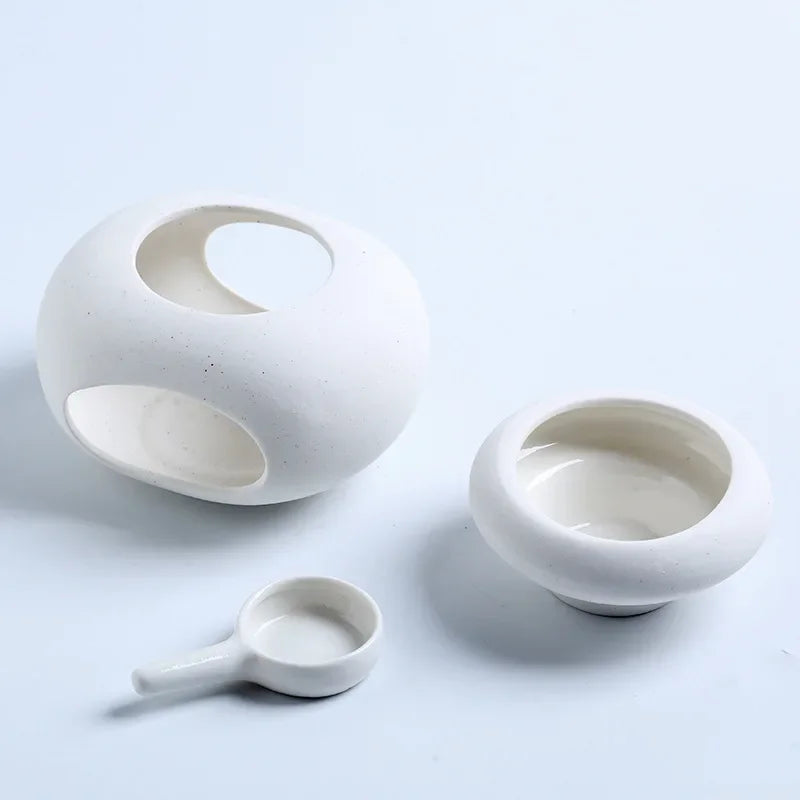 3 in 1 Candle heating holder Ceramics Essential Oil incense Burner Big Capacity Aromatherapy Oil Lamp Candlestick Home Fragrance