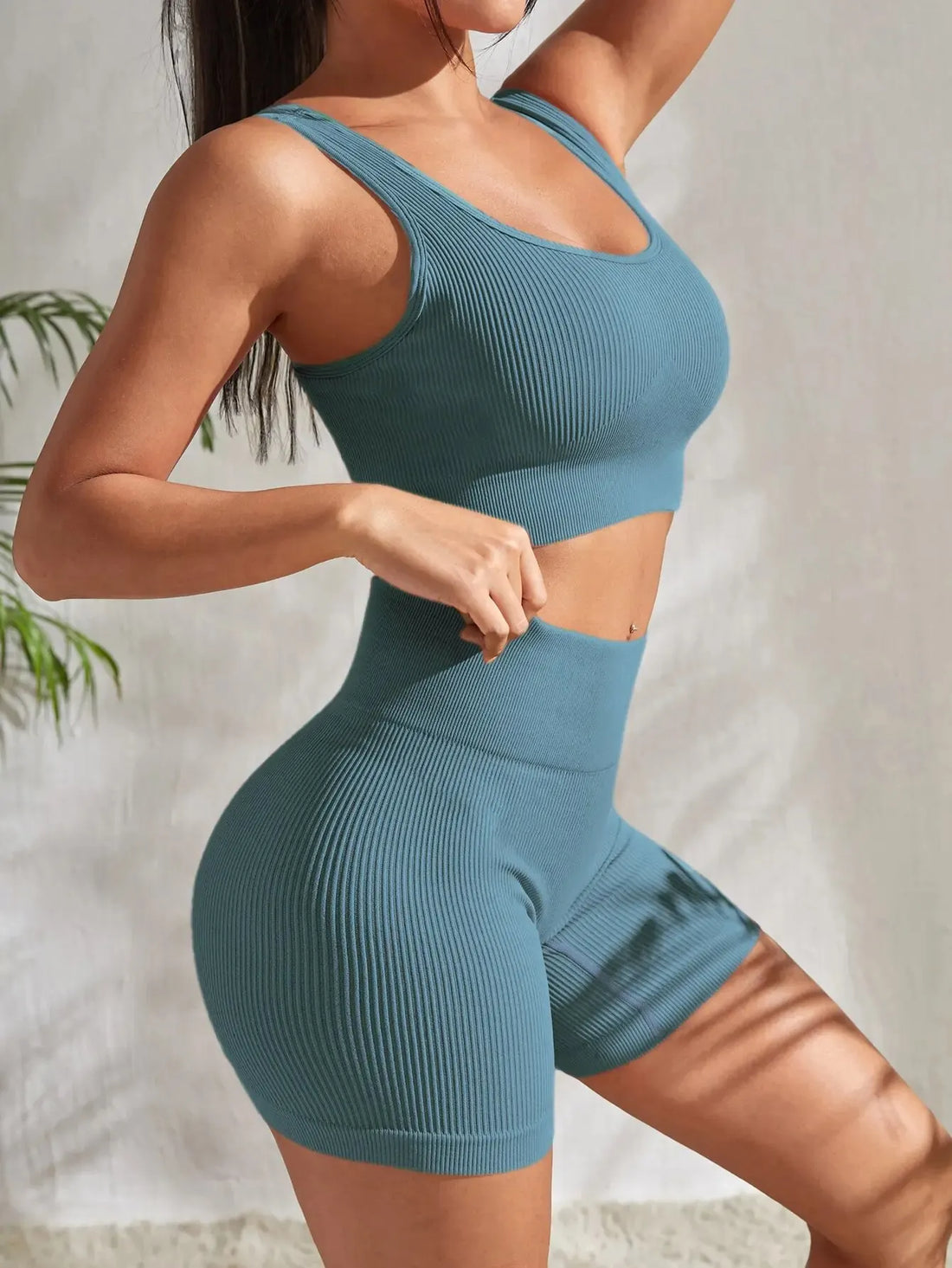 High Waisted Ribbed Workout Sets