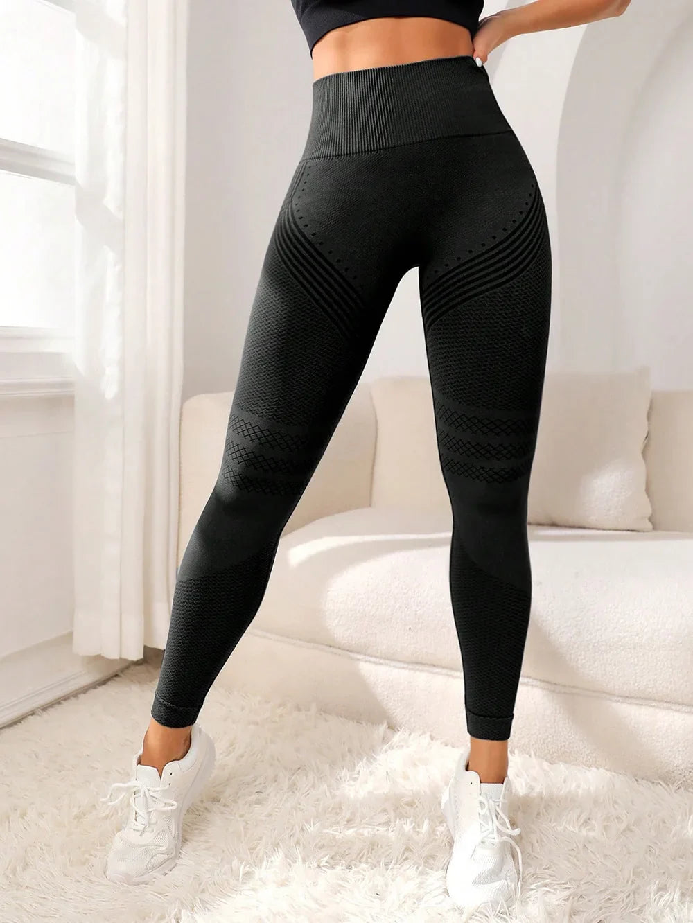 High Waisted Athletic Leggings with Sculpturing Effect