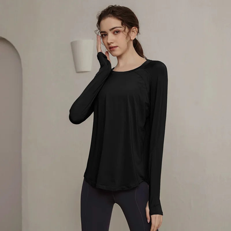 Long Sleeve Yogawear Blouse Workout Gym Clothing