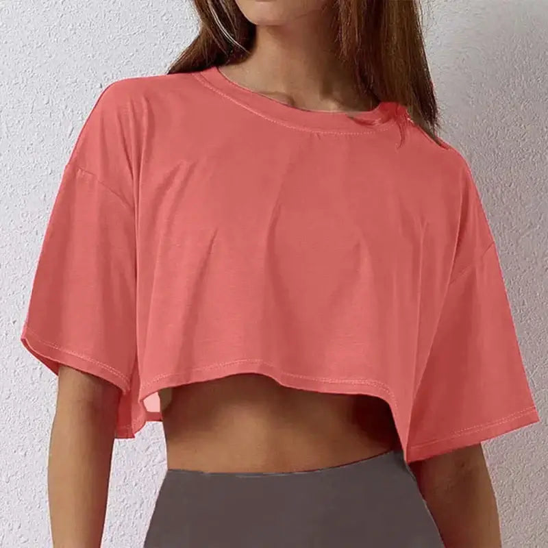 New Sport T-Shirt: Loose Cotton Crop Top for Dance & Gym