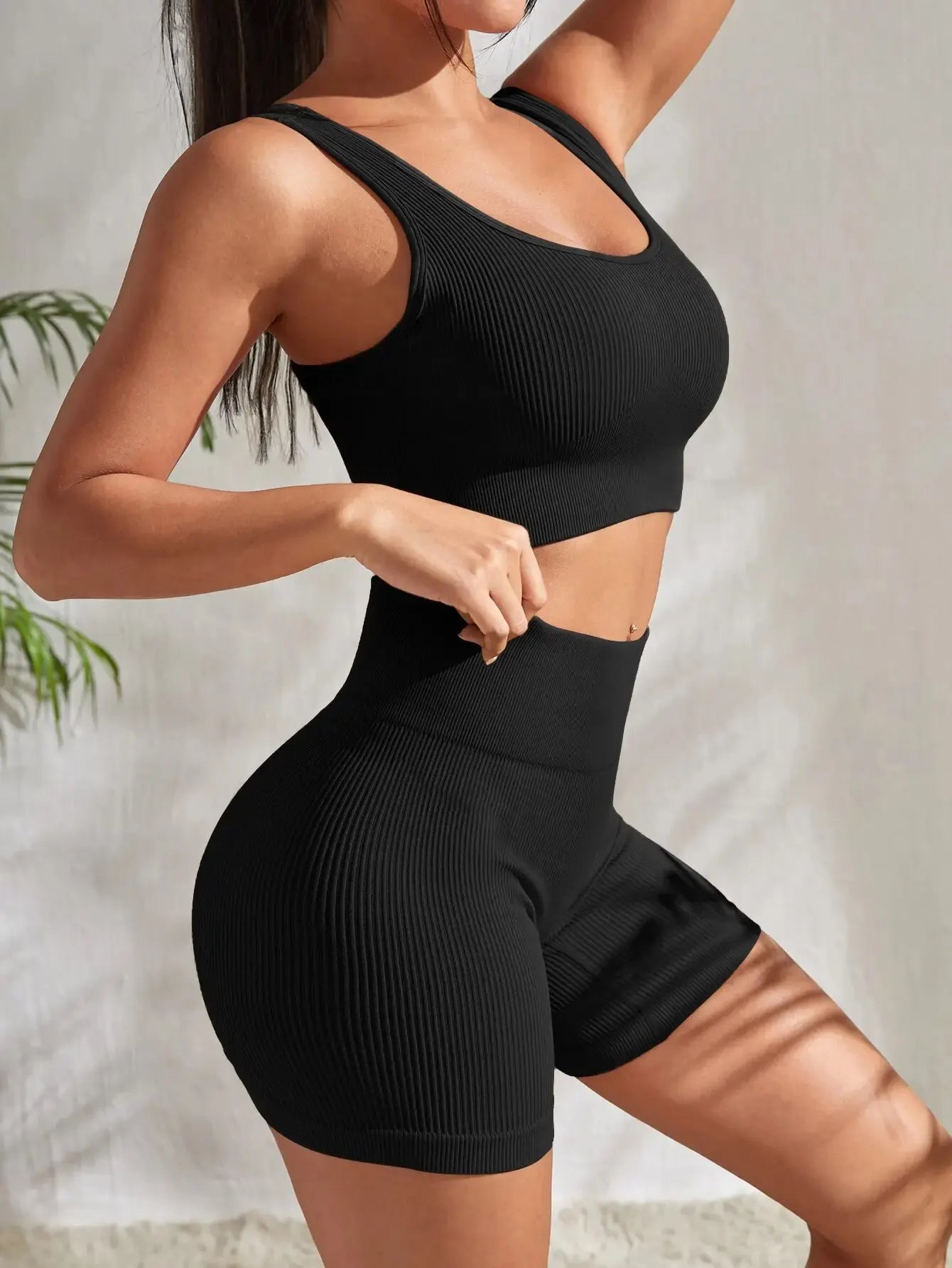 High Waisted Ribbed Workout Sets