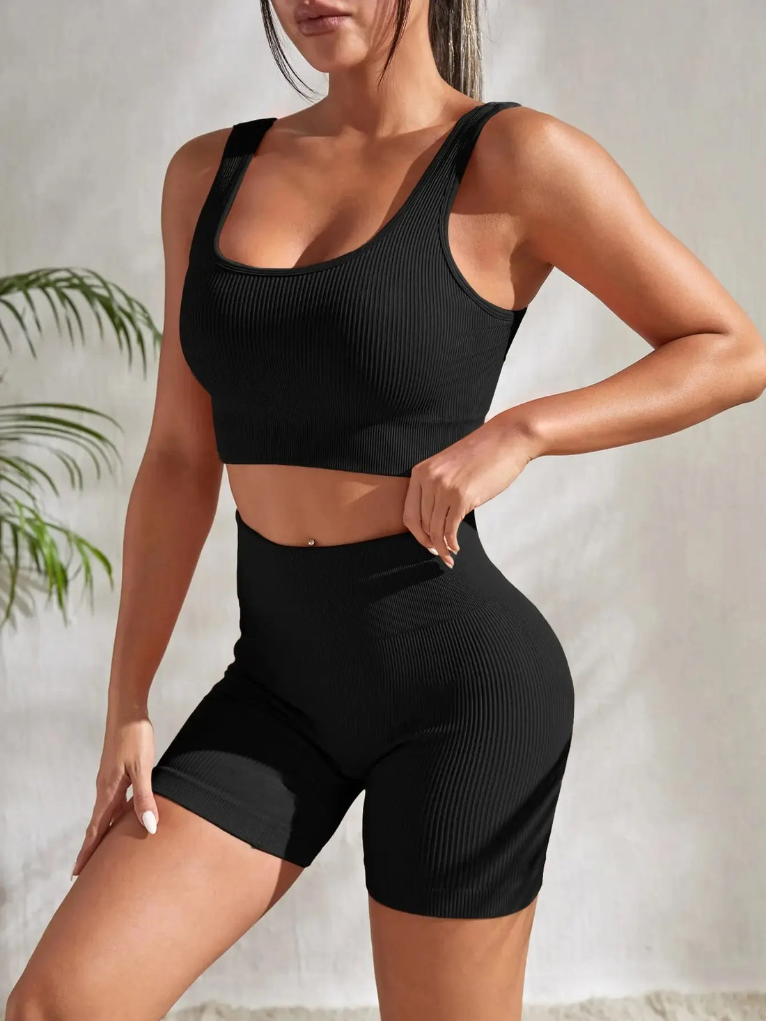 High Waisted Ribbed Workout Sets