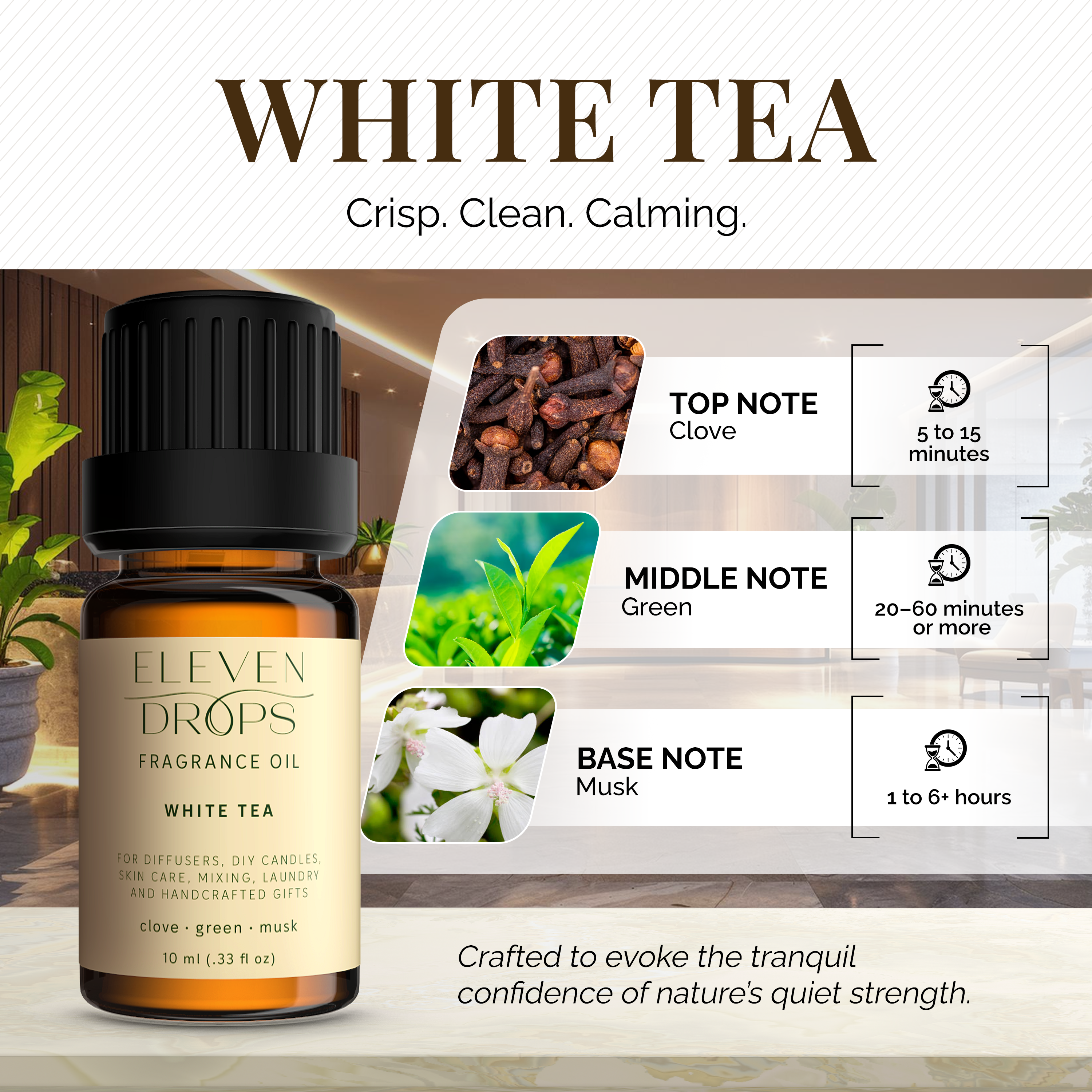White Tea Essential Diffuser Oil - Premium Luxurious Fragrance Oil