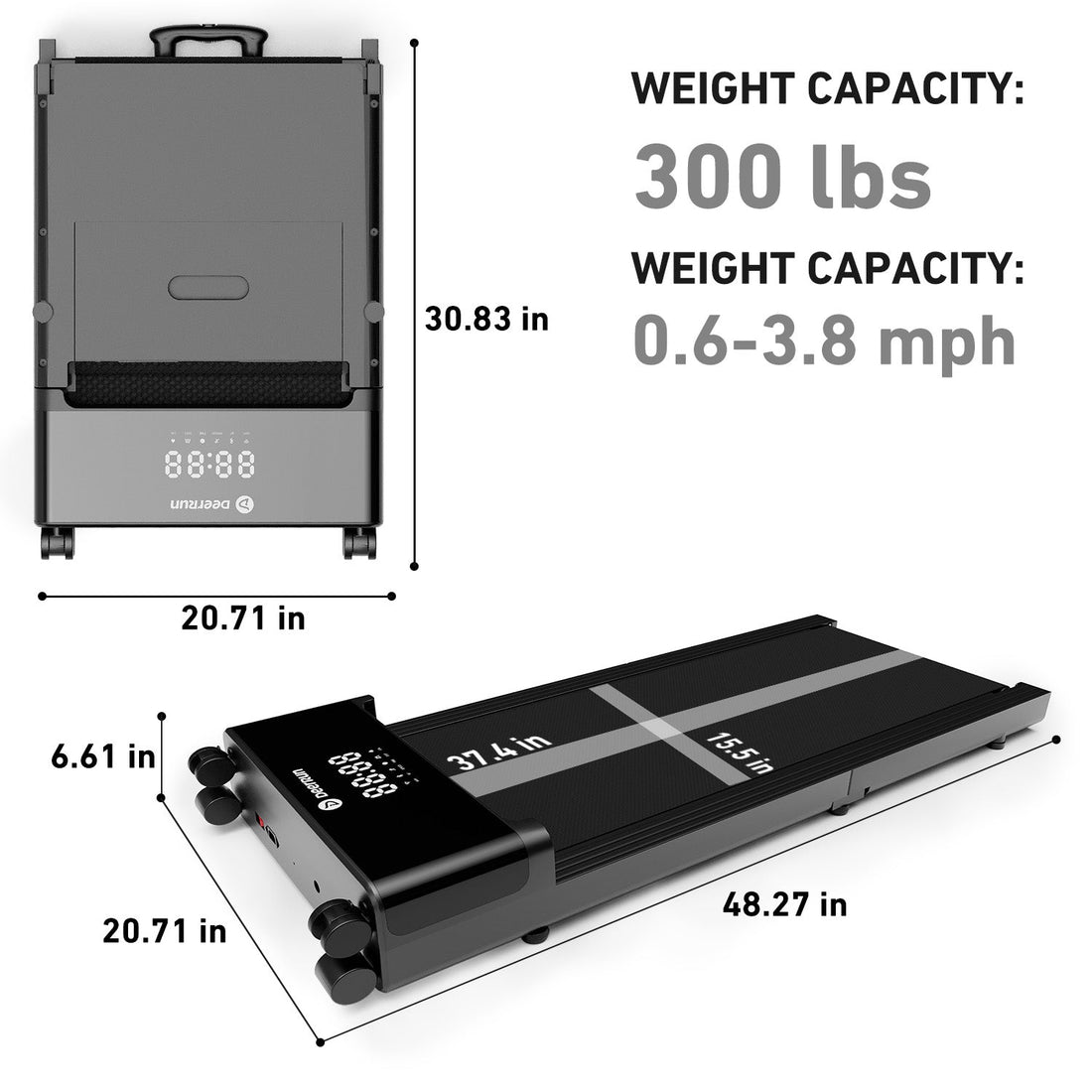 DeerRun Z20 Foldable Walking Pad Treadmill – Ultra Compact with LED Display