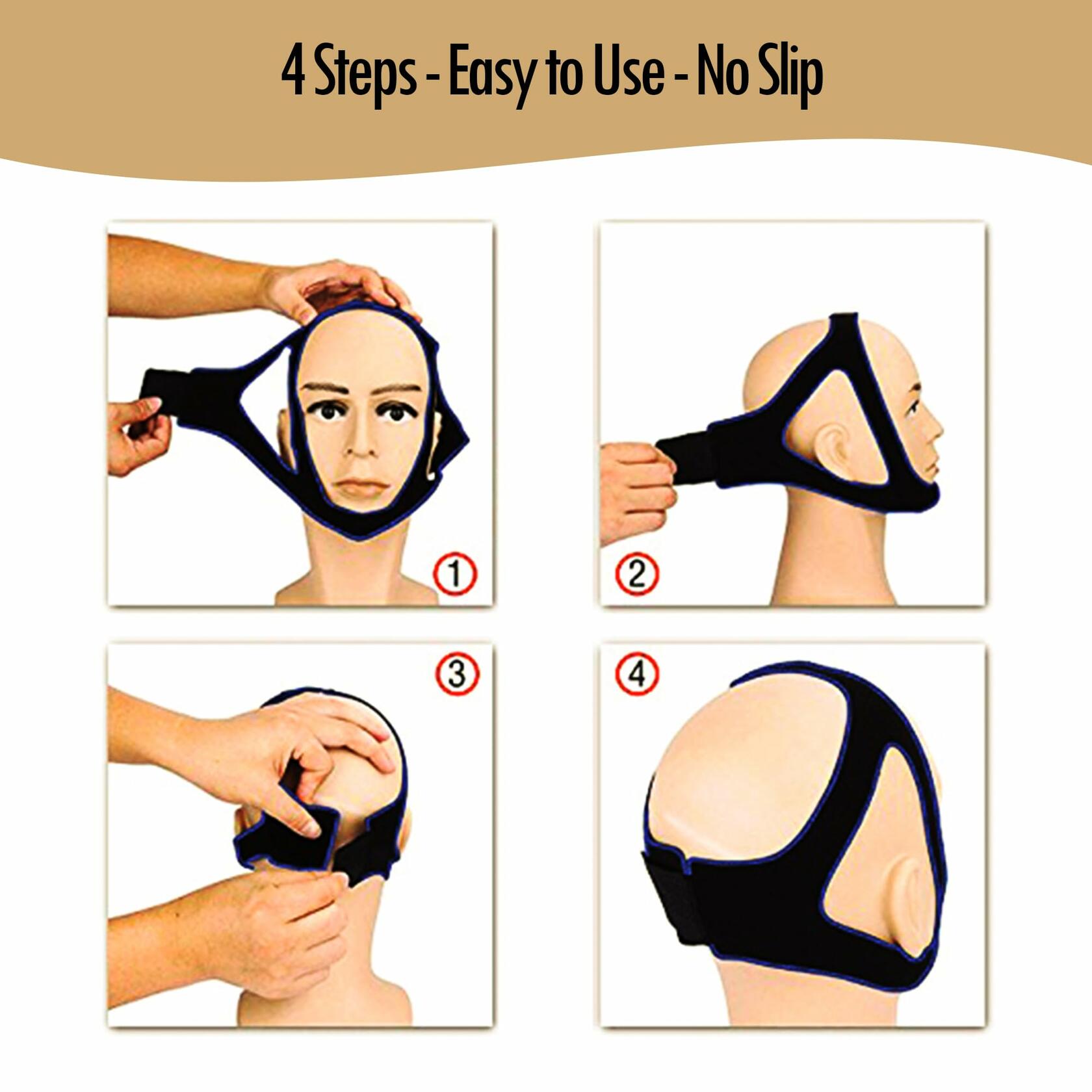 Nnewpeak Adjustable Anti Snoring Chin Strap Breathable Sleep Aid Blue